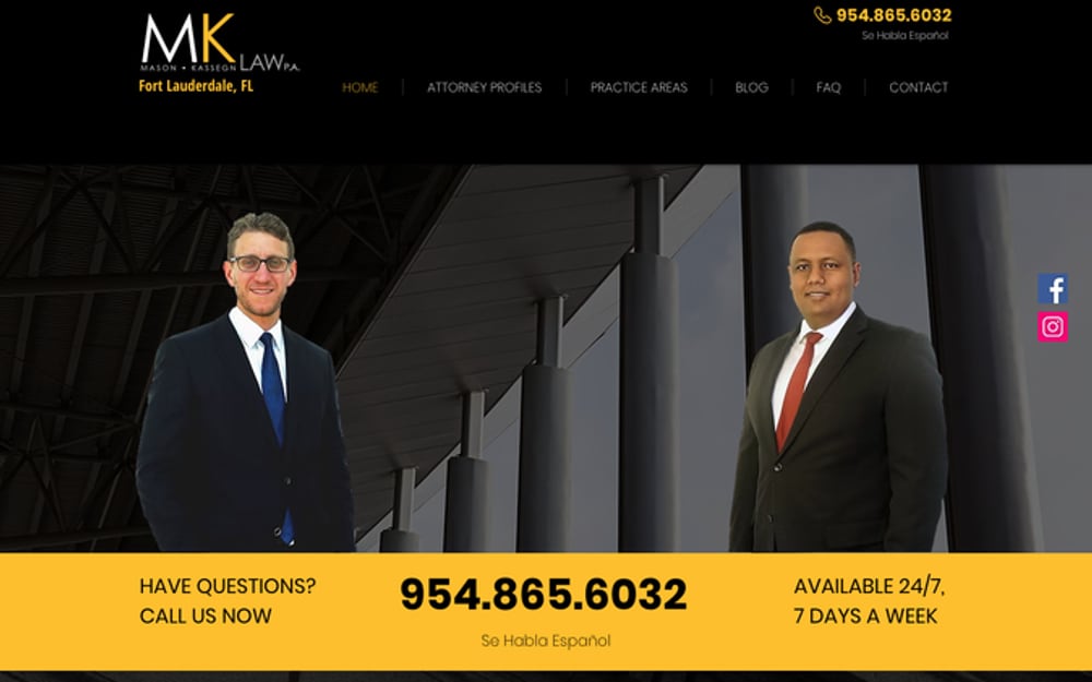 The old MK Law, P.A. website