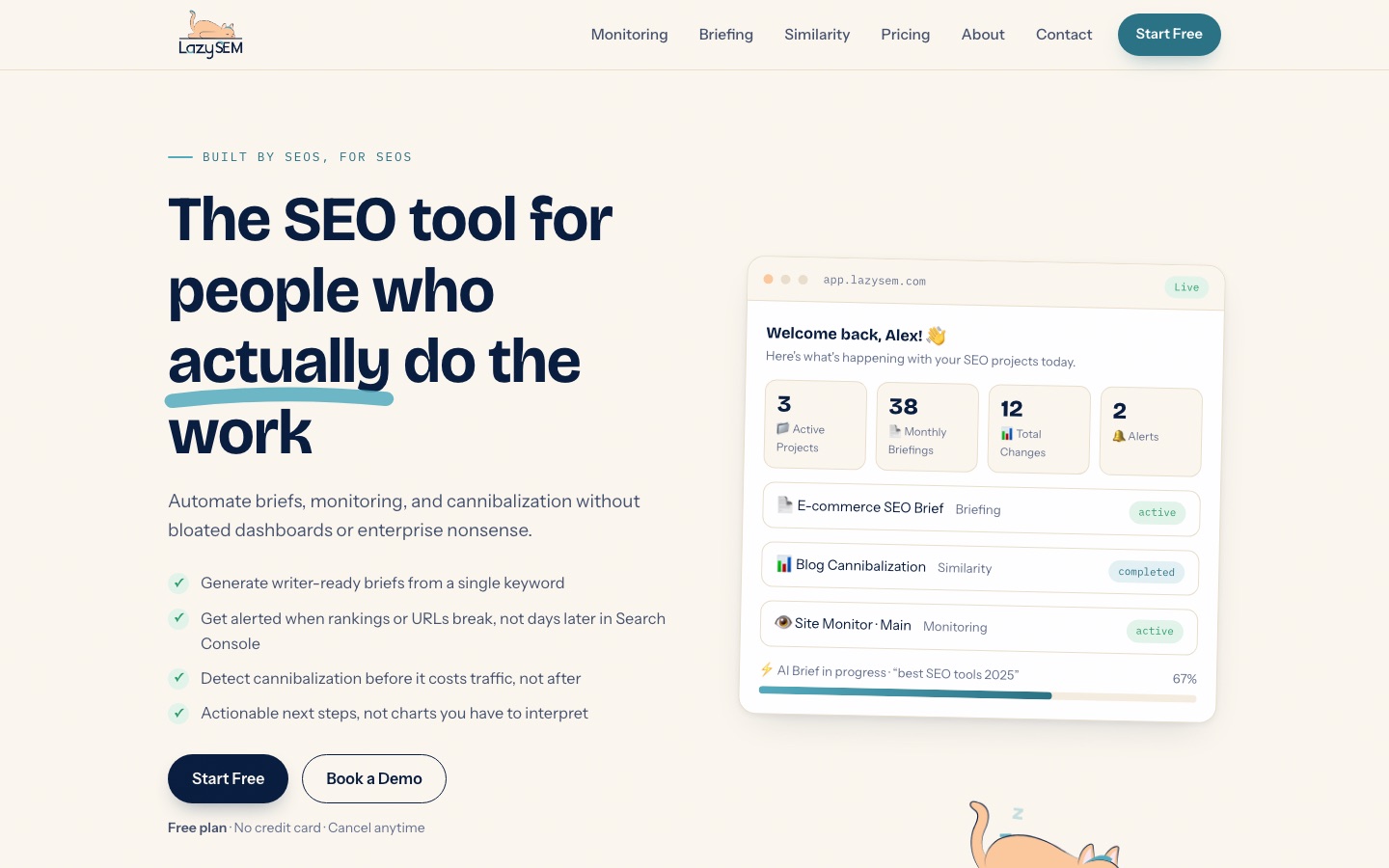 LazySEM website on desktop