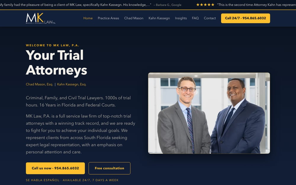 The rebuilt MK Law, P.A. website