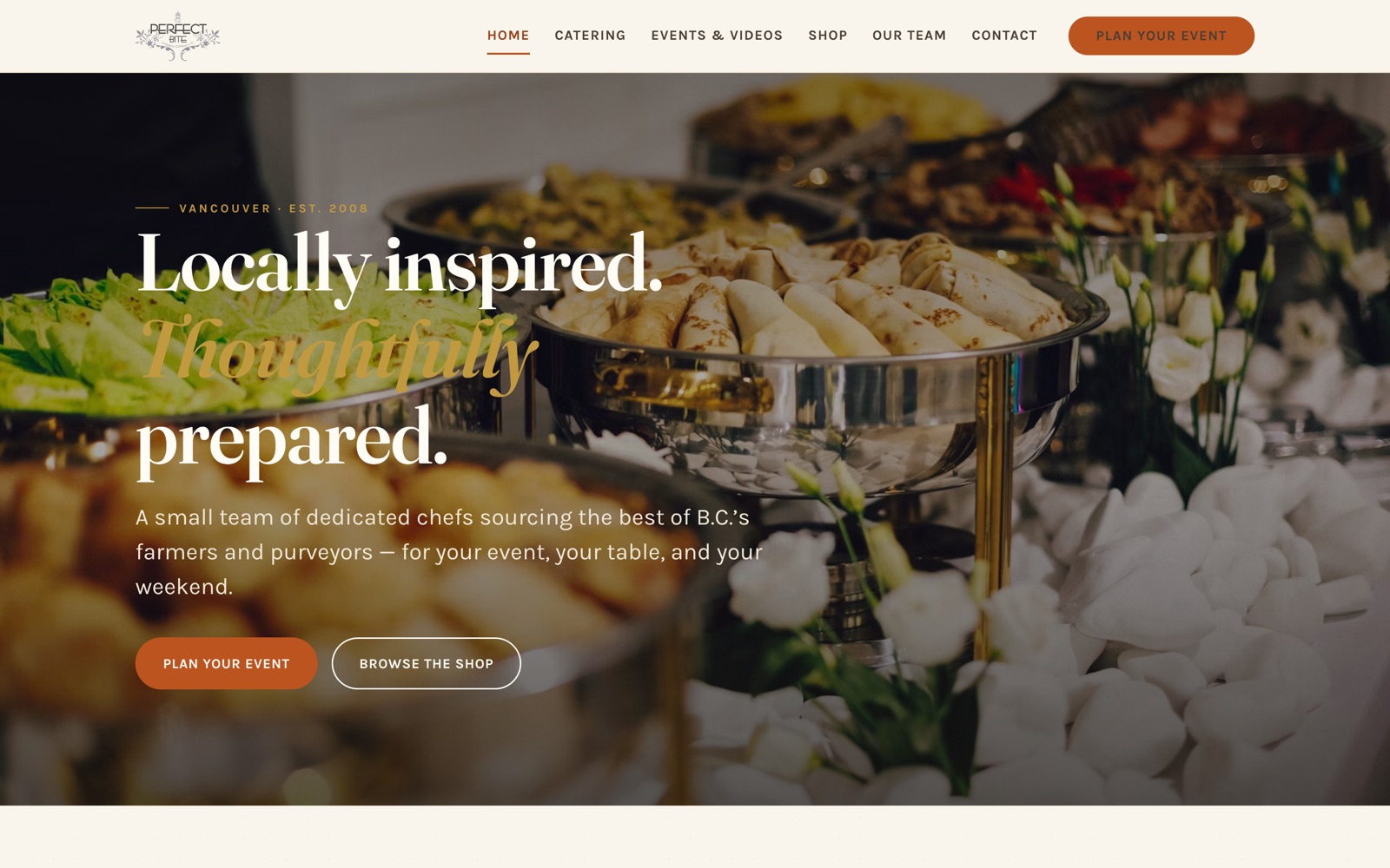 The Perfect Bite website on desktop