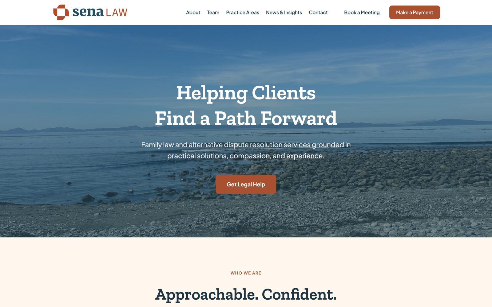 Sena Law website on desktop